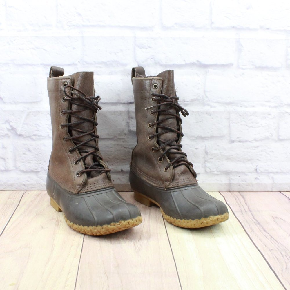 LL Bean Goretex Brown Leather Maine Hunting Shoe Duck Boots Size 6 M - Picture 3 of 10